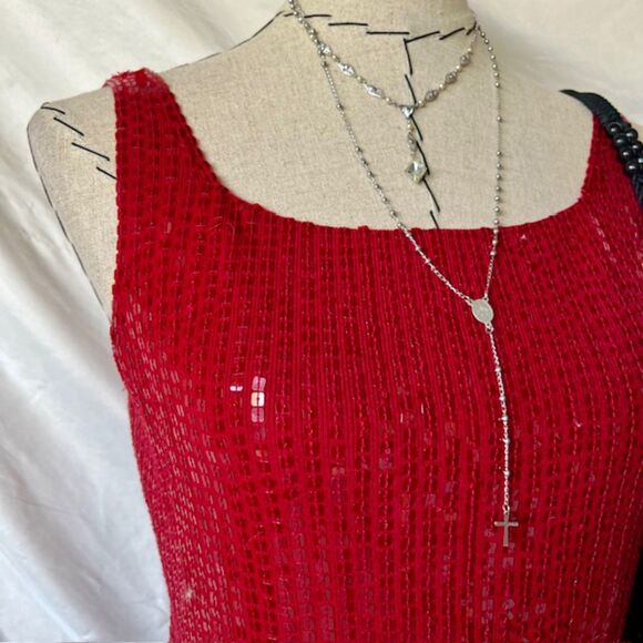 I.N.C Red Sequin Beaded Blouse - Picture 2 of 6
